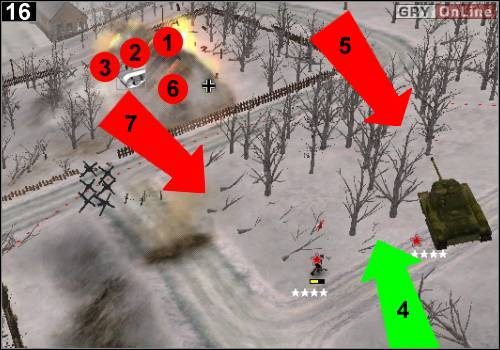 Powinny zostać ci trzy seryjne bombardowania - użyj ich na piechocie i wyrzutni rakiet, zrzucając bomby w [1], [2] i [3] - [Rosja] Misja 5 [Opis 6] w Codename Panzers - Faza Pierwsza - Codename: Panzers - Faza Pierwsza - poradnik do gry