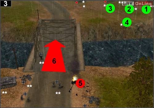 Ustaw działa w [1], [2] i [3], Aleksandra w [4] - [Rosja] Misja 7 [Opis 1] w Codename Panzers - Faza Pierwsza - Codename: Panzers - Faza Pierwsza - poradnik do gry