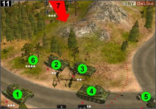Teraz zacznij jechać drogą, na rozwidleniu skręć w lewo - [Rosja] Misja 7 [Opis 4] w Codename Panzers - Faza Pierwsza - Codename: Panzers - Faza Pierwsza - poradnik do gry