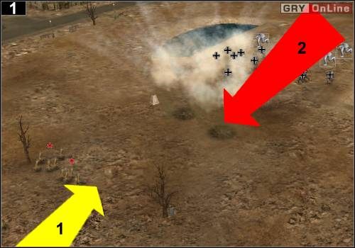 Pierwsze starcie nastąpi w miejscu pokazanym na powyższym obrazku - [Rosja] Misja 9 [Opis 1] w Codename Panzers - Faza Pierwsza - Codename: Panzers - Faza Pierwsza - poradnik do gry