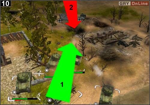 Tutaj po kolei nastąpią dwa ataki - [Alianci] Misja 2 [Opis 4] w Codename Panzers - Faza Pierwsza - Codename: Panzers - Faza Pierwsza - poradnik do gry