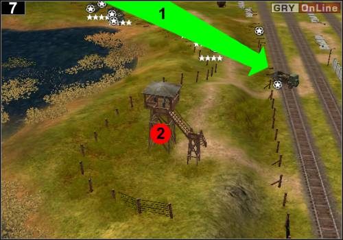 Jedź tak jak pokazuje to strzałka [1] - [Alianci] Misja 5 [Opis 3] w Codename Panzers - Faza Pierwsza - Codename: Panzers - Faza Pierwsza - poradnik do gry