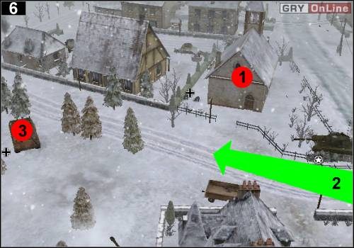 Z daleka zniszcz kościół w [1], potem wyjedź czołgami z [2] do Tygrysa w [3] i go zniszcz - [Alianci] Misja 8 [Opis 2] w Codename Panzers - Faza Pierwsza - Codename: Panzers - Faza Pierwsza - poradnik do gry