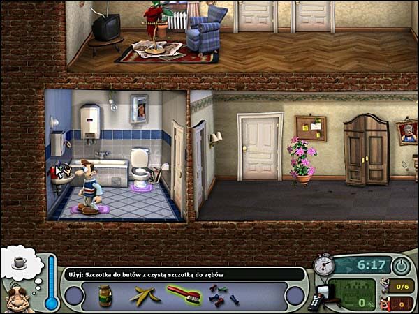 Wejdź teraz do salonu, a stamtąd prześlizgnij się do sypialni Grubasa (on będzie szedł na balkon, więc ostrożnie podążaj za nim) - [Sezon 2] Słoneczny poranek | Opis przejścia Sąsiedzi z Piekła Rodem - Sąsiedzi z Piekła Rodem - poradnik do gry