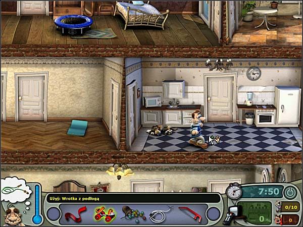 Zejdź znowu do piwnicy, a tam użyj gumowej liny na ekspanderze, odciętego kabla na gniazdku i piły do metalu ze sztangą - [Sezon 3] Moda na sport | Opis przejścia Sąsiedzi z Piekła Rodem - Sąsiedzi z Piekła Rodem - poradnik do gry