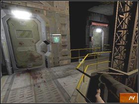Po krótkim spacerze dotrzesz do niewielkich rozmiarów korytarza, w którym z jednej z rur bucha ogień (#13) - [Opis] Mars City Underground cz.2 | Doom III - Doom III - poradnik do gry