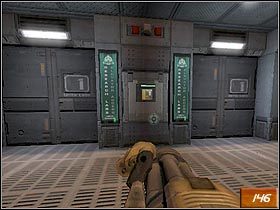 Zlokalizuj drabinę prowadzącą na wyższy poziom i po skorzystaniu z niej, skieruj się do drzwi - [Opis] Delta Labs - Level 1 | Doom III - Doom III - poradnik do gry
