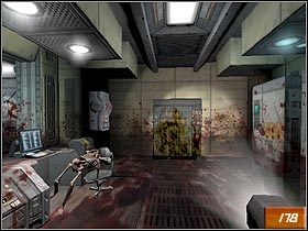Będziesz świadkiem krótkiej animacji, w której Malcolm Betruger przyzwie na pomoc nowe potwory - olbrzymie Hell-Knighty - [Opis] Delta Labs - Sector 4 | Doom III - Doom III - poradnik do gry