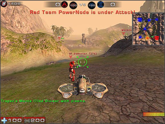 Aby wejść na Mantę, należy wykonać DoubleJump (2x przycisk skoku), bądź pilot musi zniżyć się do ziemi (PPM) - Manta, Goliath | Pojazdy | Unreal Tournament 2004 - Unreal Tournament 2004 - poradniki