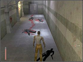 Idąc dalej docieramy do miejsca gdzie prowadzący korytarz jest usłany martwymi pracownikami - [Poziom 1] cz.3 - The Suffering - poradnik do gry