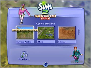 Kwitnące Wzgórza to zupełna nowość. Warto byłoby wybrać to otoczenia, tak aby móc się z nim bliżej zapoznać. - Zmiany globalne | The Sims 2 - The Sims 2 - Pełna Kolekcja - poradniki