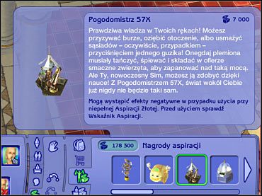 Pogodomistrz znajduje się w tym samym menu, w którym można odnaleźć inne nagrody aspiracji. - Narzędzie do zmiany pogody | The Sims 2 - The Sims 2 - Pełna Kolekcja - poradniki