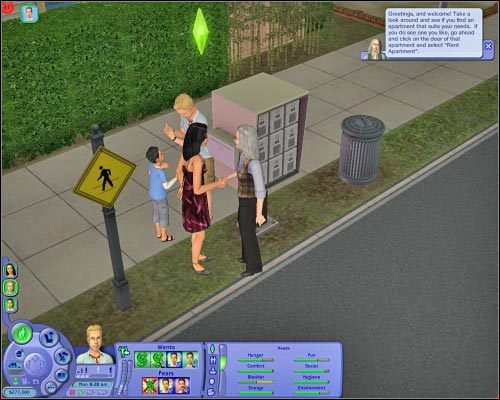 Możesz teraz przystąpić do dokładniejszego zapoznania się z dostępnymi na danej parceli mieszkaniami - Podstawowe wiadomości | The Sims 2 - The Sims 2 - Pełna Kolekcja - poradniki