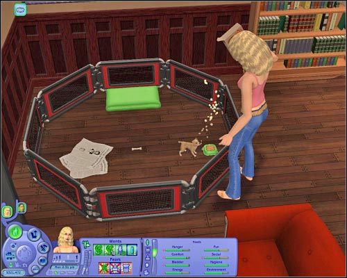 Nie można zapominać o dwu rzeczach - karmieniu psa i czyszczeniu jego zagrody. Poza tym zwierzaka można całkowicie ignorować i bawić się z nim jedynie w wolnych chwilach. - Inne atrakcje | The Sims 2 - The Sims 2 - Pełna Kolekcja - poradniki