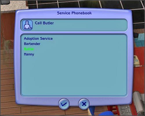 Lokaja zamawia się w zbliżony sposób do pokojówki, a więc przez telefon. - Najważniejsze nowości | The Sims 2 - The Sims 2 - Pełna Kolekcja - poradniki