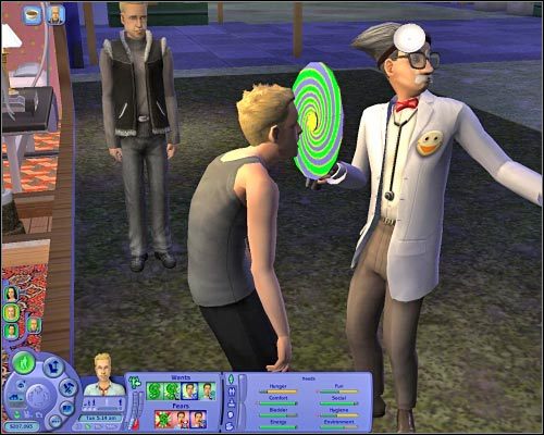 Sim znajdujący się na skraju załamania nerwowego jest ratowany w zabawny sposób. - Mniej istotne kwestie | The Sims 2 - The Sims 2 - Pełna Kolekcja - poradniki