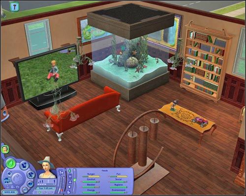 Akwarium jest nie tylko duże, ale i bardzo kosztowne. Stanowi jednak świetną dekorację każdego luksusowego apartamentu lub posiadłości. - Przedmioty codziennego użytku | The Sims 2 - The Sims 2 - Pełna Kolekcja - poradniki