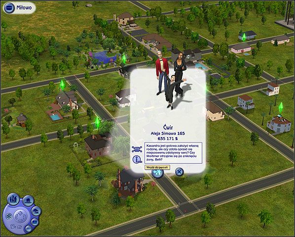 Jeśli chcemy od razu rozpocząć grę, należy wpierw znaleźć dom z zamieszkującą go rodziną - Widok otoczenia | The Sims 2 - The Sims 2 - Pełna Kolekcja - poradniki