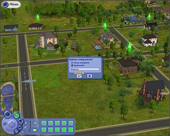 Parcela powinna zostać w ten sposób utworzona i następnym krokiem, jaki powinniśmy uczynić, będzie kupno parceli pustej i postawienie na niej nowego domu, bądź też kupno parceli z gotowym już domem - Zakładanie parceli | Modernizacja otoczenia | The Sims 2 - The Sims 2 - Pełna Kolekcja - poradniki