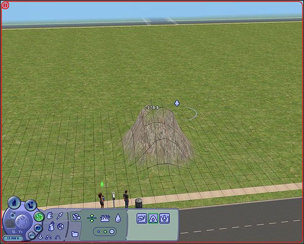 Aby obniżyć teren, należy wybrać Narzędzie obniżania terenu - Przygotowanie terenu | The Sims 2 - The Sims 2 - Pełna Kolekcja - poradniki