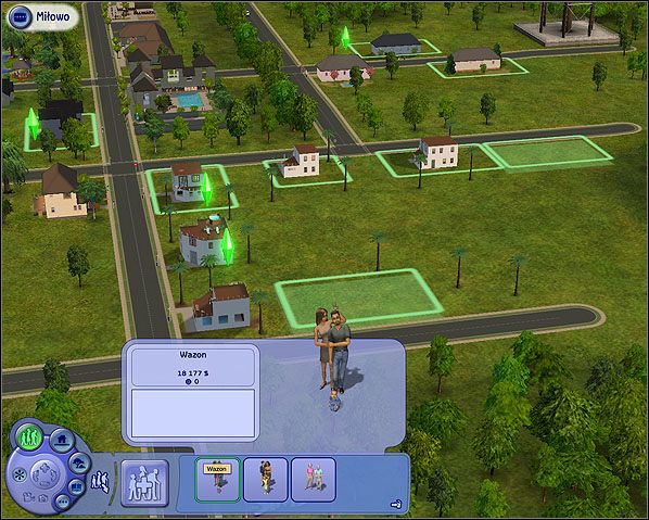 Aby kupić wybraną parcelę, należy na nią kliknąć lewym przyciskiem myszy i wówczas pojawia się okienko z komunikatem pytającym nas, czy na pewno zdecydowaliśmy się na zakup tej parceli (z domem lub bez) po takiej czy innej cenie - Kupno posiadłości | Modernizacja otoczenia | The Sims 2 - The Sims 2 - Pełna Kolekcja - poradniki