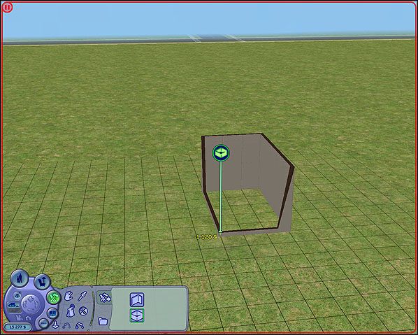 Wówczas powinniśmy zobaczyć kształt wybranej przez nas ściany i jeżeli chcemy zaakceptować dany wybór, należy w tym momencie puścić cały czas trzymaną myszkę - Ściany | The Sims 2 - The Sims 2 - Pełna Kolekcja - poradniki