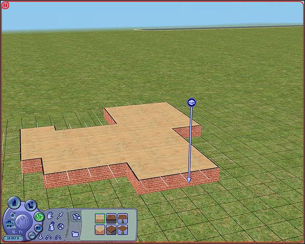 Aby je ustawić na działce, należy kliknąć myszką w wybranym miejscu na parceli i (trzymając cały czas wciśnięty przycisk myszki) przeciągnąć jej kursor do miejsca, w którym mamy zamiar je zamontować - Fundamenty i tarasy | The Sims 2 - The Sims 2 - Pełna Kolekcja - poradniki