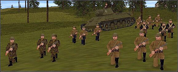 Rosjanie w 1944 - od lewej: spadochroniarze, kawaleria, SMG, zwykła piechota (na ostatnim planie) i marynarze - Rosjanie | Strony konfliktu | Combat Mission 2 Barbarossa to Berlin - Combat Mission 2: Barbarossa to Berlin - poradnik do gry