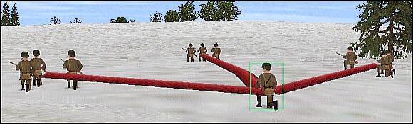 Figurki reprezentujące drużynę piechoty to tylko symbole - dla gry każda drużyna odtworzona jest przez pojedynczego człowieka, co więcej żołnierze rozsypani są w kwadracie 20 x 20 metrów - Piechota | Rodzaje wojsk | Combat Mission 2 Barbarossa to Berlin - Combat Mission 2: Barbarossa to Berlin - poradnik do gry