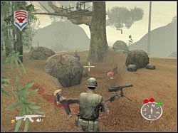 Podstawowy problem tej części misji to operator ciężkiego działa maszynowego po lewej - First Kill (3) | Misja 01 | ShellShock Nam 67 - ShellShock: Nam 67 - poradnik do gry