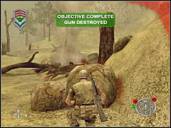 Każde z trzech stanowisk (dwa bunkry, jedno naziemne) musisz wysadzić celnie rzuconym granatem - Fort Assault (1) | Misja 03 | ShellShock Nam 67 - ShellShock: Nam 67 - poradnik do gry