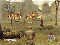 W oddali powinieneś zauważyć dwa bunkry - Fort Assault (2) | Misja 03 | ShellShock Nam 67 - ShellShock: Nam 67 - poradnik do gry