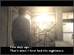 Teraz ponownie udaj się korytarzem w stronę kuchni, ale tym razem najpierw podejdź do zamkniętych na stałe drzwi - Pokój 302 (2) | Etap 1 w Silent Hill 4 The Room - Silent Hill 4: The Room - poradnik do gry