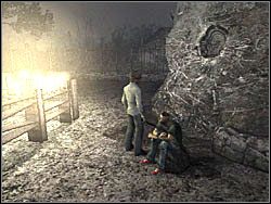 Na następnym etapie napotkasz na dziwnego faceta, który opowie ci o dziwnym kulcie, który odprawiał tutaj dziwną ceremonię - Las (2) | Etap 3 w Silent Hill 4 The Room - Silent Hill 4: The Room - poradnik do gry