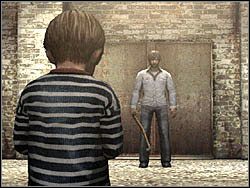 Za drzwiami natkniesz się na małego chłopca, a także ponownie na dziwnego mężczyznę - Las (3) | Etap 3 w Silent Hill 4 The Room - Silent Hill 4: The Room - poradnik do gry