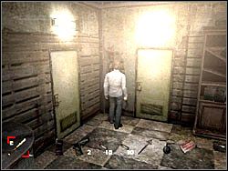 Przejdź przez jedyne otwarte drzwi w rogu obok lady - Świat budynków (2) | Etap 5 w Silent Hill 4 The Room - Silent Hill 4: The Room - poradnik do gry