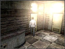 Po powrocie skieruj się do zamkniętych wcześniej drzwi obok lady - Świat budynków (2) | Etap 5 w Silent Hill 4 The Room - Silent Hill 4: The Room - poradnik do gry