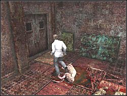Następnie wejdź w drzwi po lewej stronie hallu - Świat apartamentów (2) | Etap 6 w Silent Hill 4 The Room - Silent Hill 4: The Room - poradnik do gry