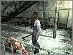 Pokonaj dwa psy, które napotkasz zaraz po wyjściu z windy - Świat budynków po raz drugi (1) | Etap 11 w Silent Hill 4 The Room - Silent Hill 4: The Room - poradnik do gry