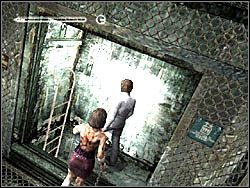 Teraz wróć się aż do samej windy i tym razem zjedź nią na sam dół - Świat budynków po raz drugi (3) | Etap 11 w Silent Hill 4 The Room - Silent Hill 4: The Room - poradnik do gry