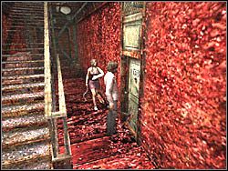 Teraz wyjdź przez drzwi na korytarz i zejdź po pobliskich schodach na pierwsze piętro - Po wyjściu z pokoju 302 (2) | Etap 13 i 14 w Silent Hill 4 The Room - Silent Hill 4: The Room - poradnik do gry