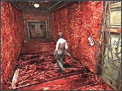 Do mieszkania numer 105 jeszcze się nie dostaniesz, więc kontynuuj przez podwójne drzwi, aby dostać się na hall - Po wyjściu z pokoju 302 (2) | Etap 13 i 14 w Silent Hill 4 The Room - Silent Hill 4: The Room - poradnik do gry