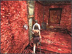 Kiedy jej wysłuchasz, wróć na hall kamienicy i obejrzyj scenkę - Po wyjściu z pokoju 302 (3) | Etap 13 i 14 w Silent Hill 4 The Room - Silent Hill 4: The Room - poradnik do gry