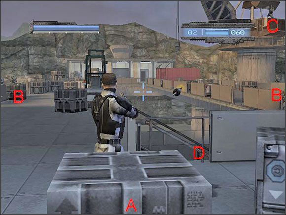 Będąc na górze, na mostku od razu schowaj się za przeszkodą (A) - Misja 19 - Checkmate | kill.switch - kill.switch - poradnik do gry