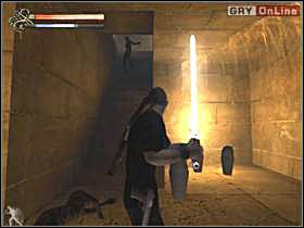 Wejdź po drabinie po lewej na górę, dotrzesz do kolejnego szkieletu (jeśli go nie ma, to znaczy, że pojawi się wtedy, gdy podniesiesz Posążek Sobeka) - 16 - Świątynia Seta II cz.2 - Shade: Gniew Aniołów - poradnik do gry