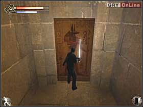 Biegnij po moście (lewy obrazek) do drzwi (prawy obrazek) - 16 - Świątynia Seta II cz.4 - Shade: Gniew Aniołów - poradnik do gry