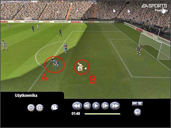 Gdy jesteśmy przy piłce bardzo łatwo wymusić wolny, a jeszcze łatwiej karny - Rzuty karne | Stałe fragmenty gry | FIFA Football 2005 - FIFA Football 2005 - poradnik do gry