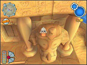 Stajemy tyłem do prawego pomnika [a] (nad lewym znajduje się mina) - Kampania egipska [misja 1] | Worms Forts Oblężenie - Worms Forts: Oblężenie - poradnik do gry