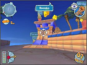 W pierwszej turze musimy się sprężać i wysłać sabotażystę do obozu wroga - Kampania egipska [misja 5] | Worms Forts Oblężenie - Worms Forts: Oblężenie - poradnik do gry