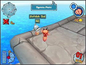 Z ostatnim gagatkiem możemy rozprawić się ognistą pięścią (jeżeli oczywiście stoi blisko krawędzi) - Kampania grecka [misja 6] | Worms Forts Oblężenie - Worms Forts: Oblężenie - poradnik do gry